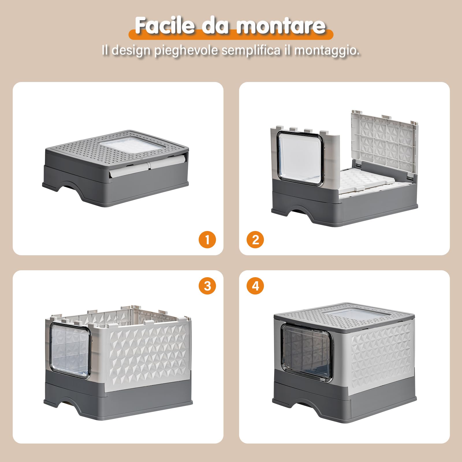 Lettiera Gatto Chiusa per Gatti Grandi, XXL, Antiodore e Spaziosa, Design a Cassetto, Antiodore, Lettiera per Gatti Grandi, Facile da Pulire con Coperchio Vassoio Estraibile