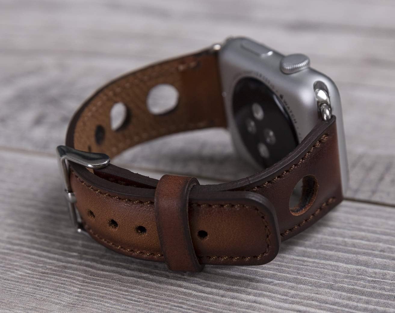 Full Grain Leather Burnished Tan Holo Band for Apple Watch