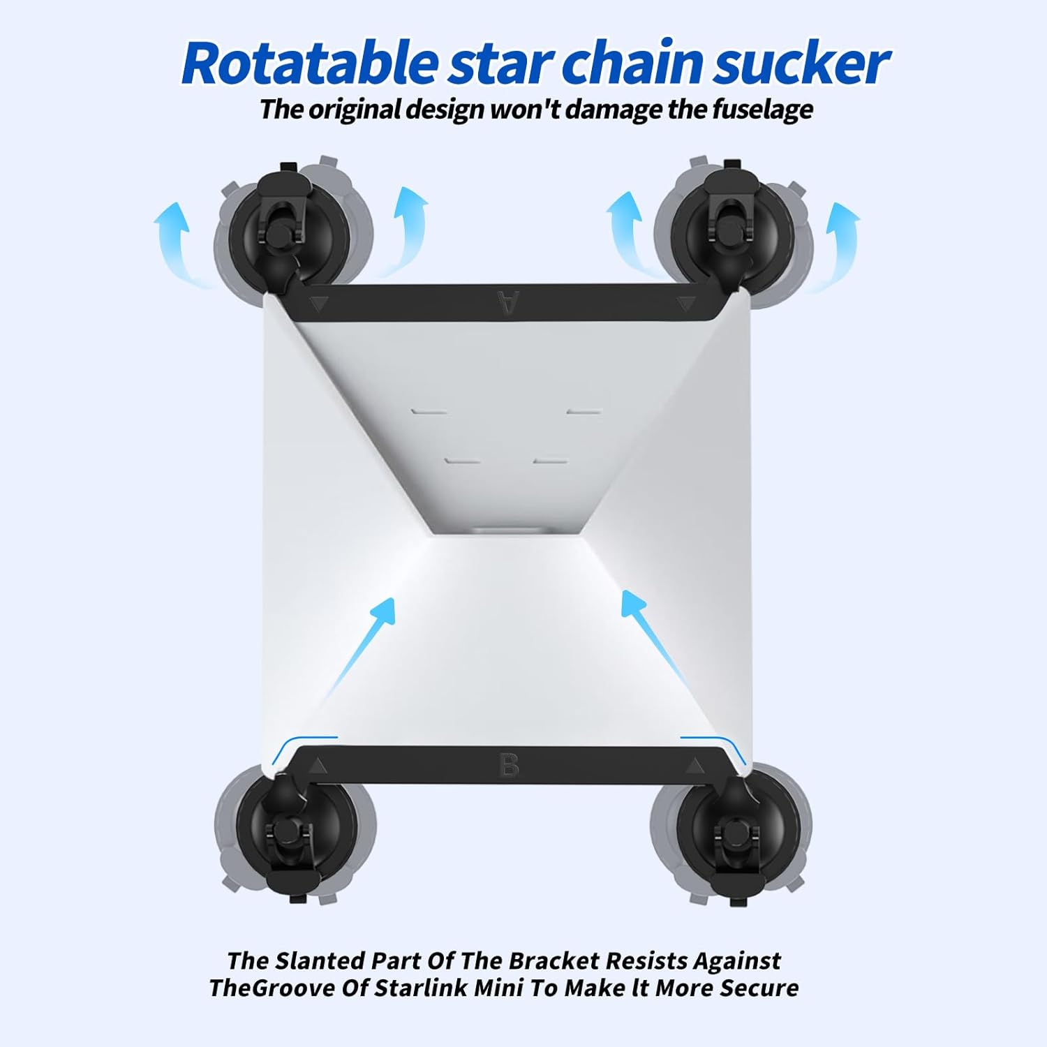 Starlink Mini Antenna Suction Cup Mount for Car Sunroofs & Windows - Quad Shockproof Suction Cups with Anti-Vibration Grip, Secure Anti-Slip Bracket for RVs, Boats, Road Trips on Bumpy Roads