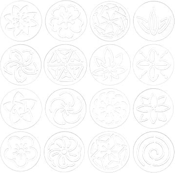 BENECREAT 16Pcs Acrylic Sashiko Stencil, 2.3inch Round Flower Acrylic Embroidery Tool Drawing Line Template for Hand Quilting and Embroidery, 3mm Thick