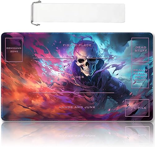 Miniatura 25 de Tapete de juego MTG cosido de alta calidad con zonas y respaldo de goma antideslizante, tapete de juego TCG para MTG y otros juegos de cartas, Dkt