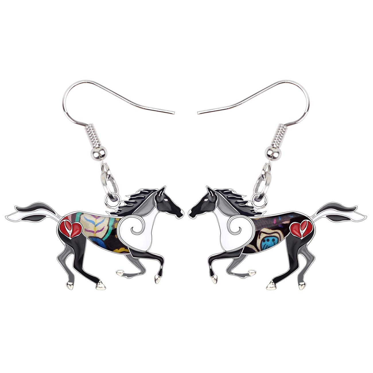 BONSNYEnamel Alloy Colorful Horse Earrings for Women girls Kids Animal Lover Statement Jewelry