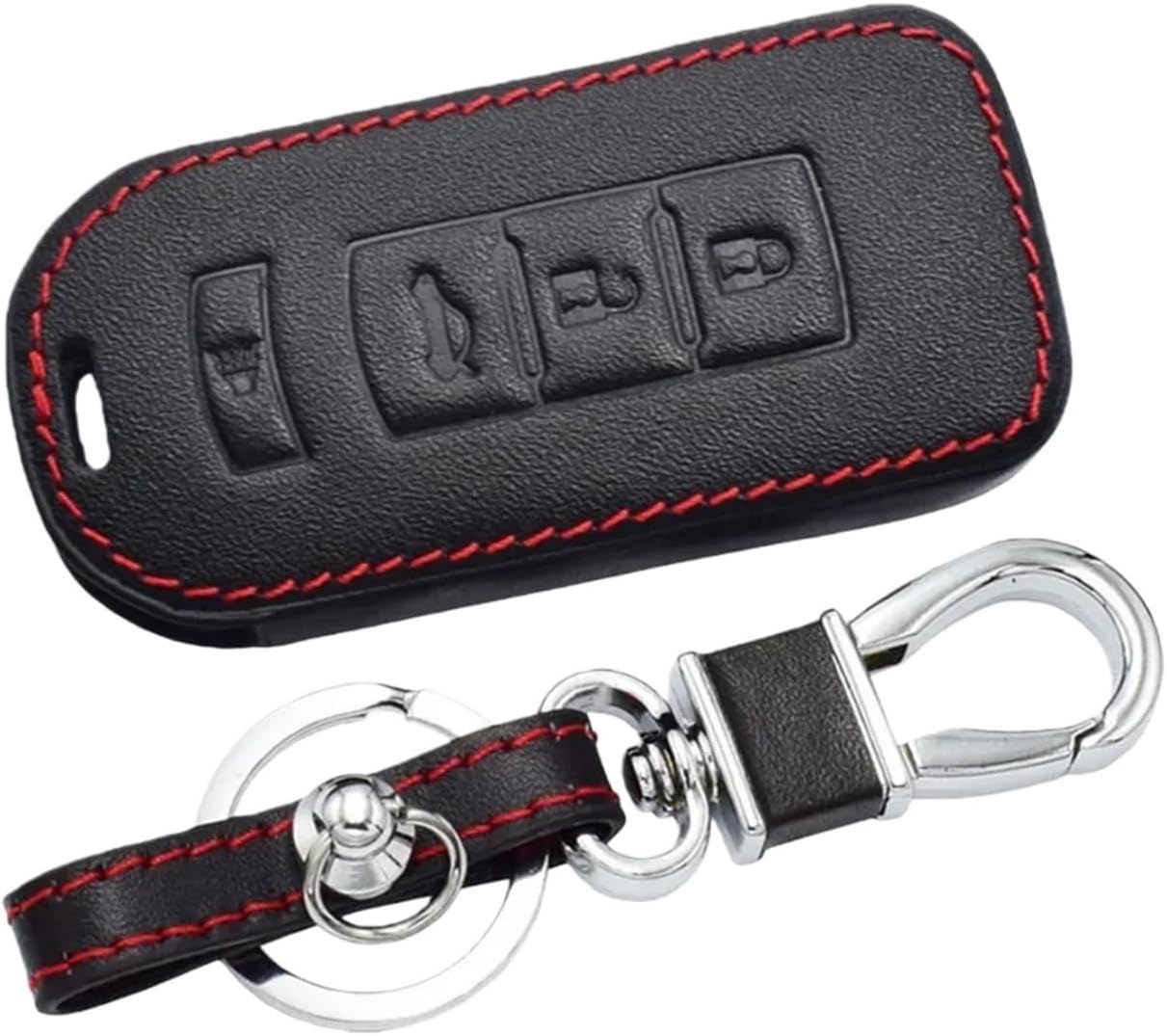 Leather Car Key Cover Compatible for Mitsubishi Eclipse/Cross/Pajero Sport/L200/Outlander/Lancer/Attrage/Mirage Remote Fobs Case Accessory(4 Buttons)