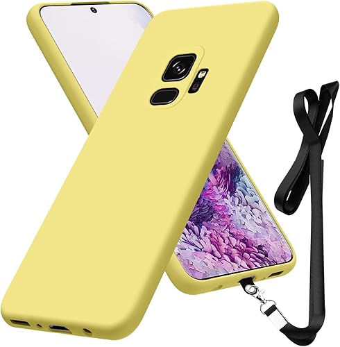 Miniatura 8 de Funda compatible con Samsung Galaxy S9 de 5.8 pulgadas, funda protectora de cuerpo completo de silicona líquida suave, correa de cordón para el