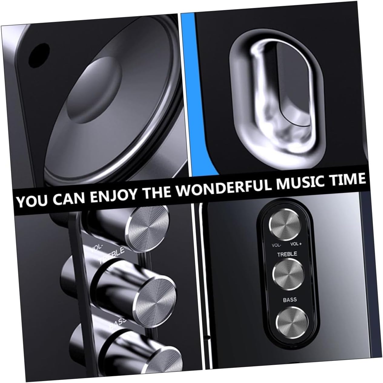 Lurrose USB Computer Laptop Desktop Speakers, 3D Surround Sound, Bass-Enhanced Wired Speakers for Office and Home Use, Black