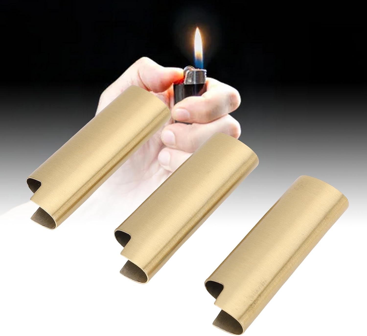 AYNEFY 3PCS Metal Lighter Case Zinc Alloy Protective Sleeve Travel Lighter Holder Bar Party Accessory with Stylish Design for Gifts Collectibles image 2