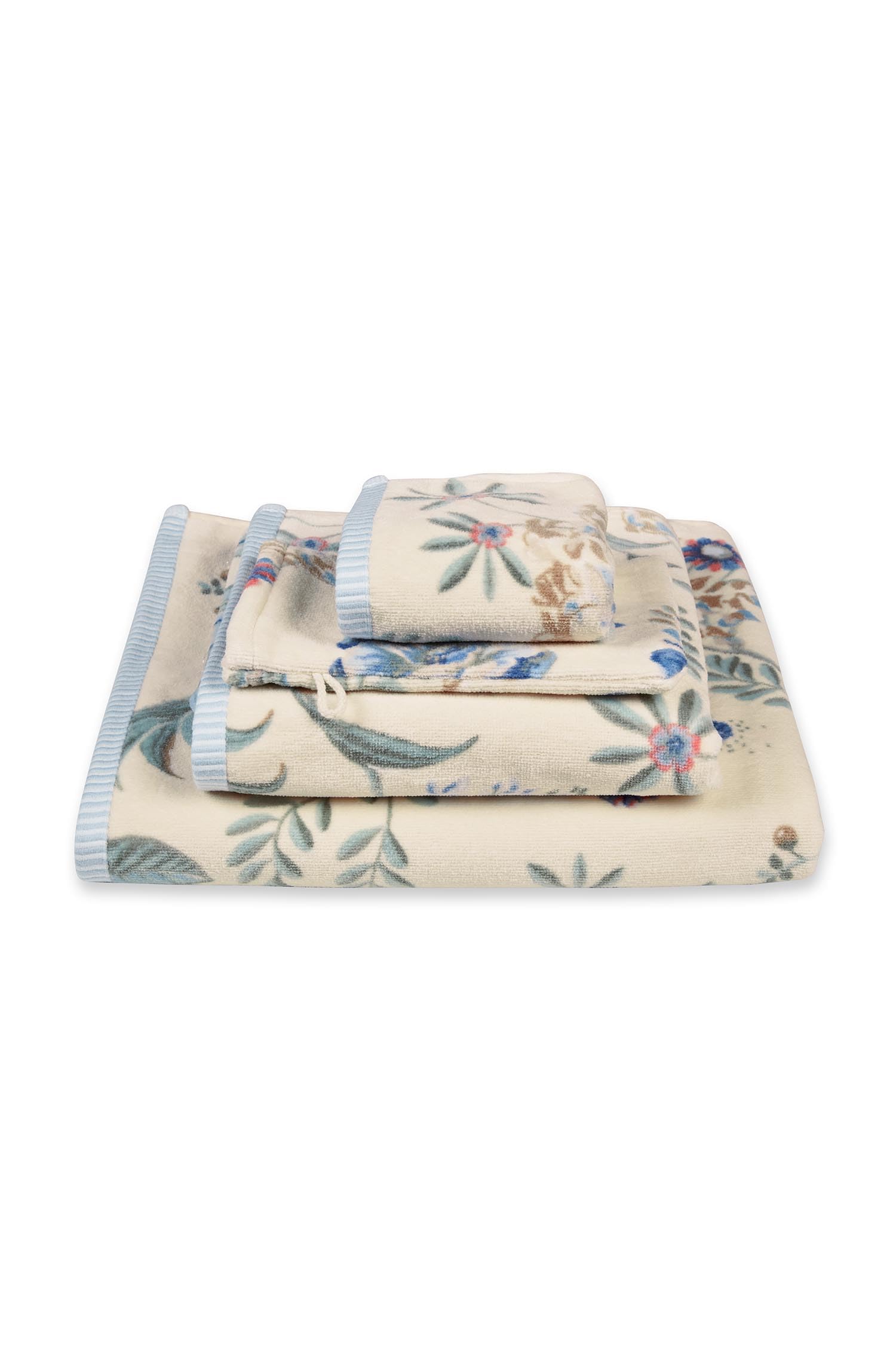 Pip Studio Gästehandtuch Set/3 Secret Garden Weiß/Blau 30x50cm