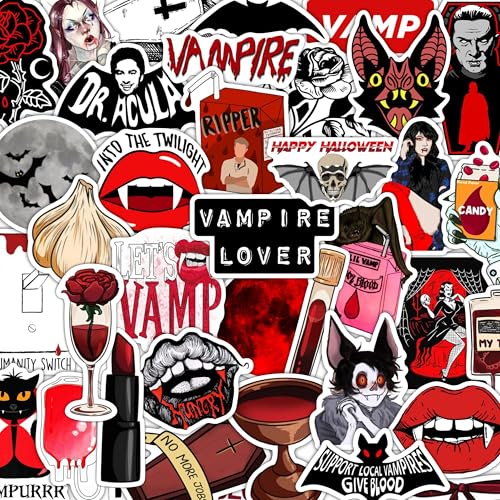 BulbaCraft Lot de 100 autocollants de vampire – Cadeaux de vampire, fournitures de fête de vampire, ballons de vampire, décoration de gâteau de vampire, Halloween de vampire, bonbons de vampire,