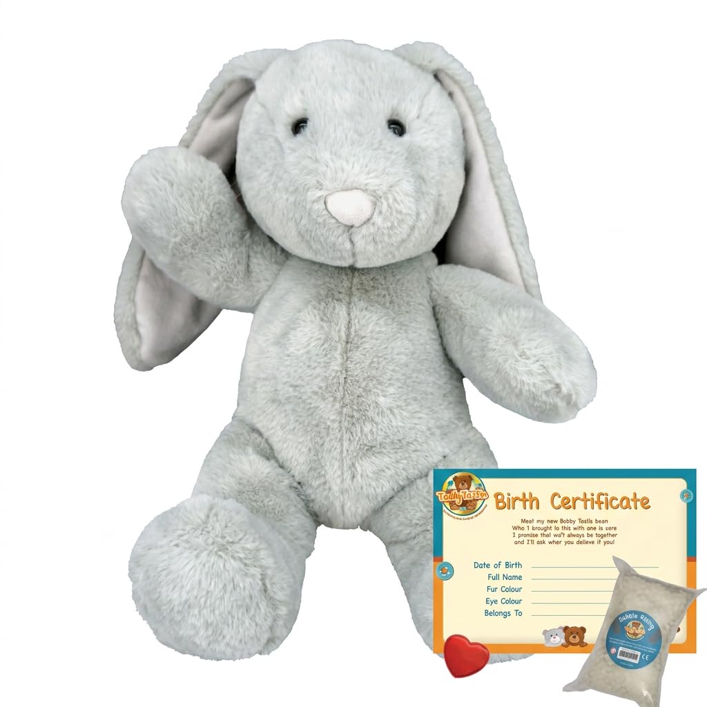 Pebbles the Bunny Make a Bear 16" (40cm) Soft Plush Teddy Bear | Stuff your Own | Wishing Heart, Bag of Fluff & Birth Certificate Included