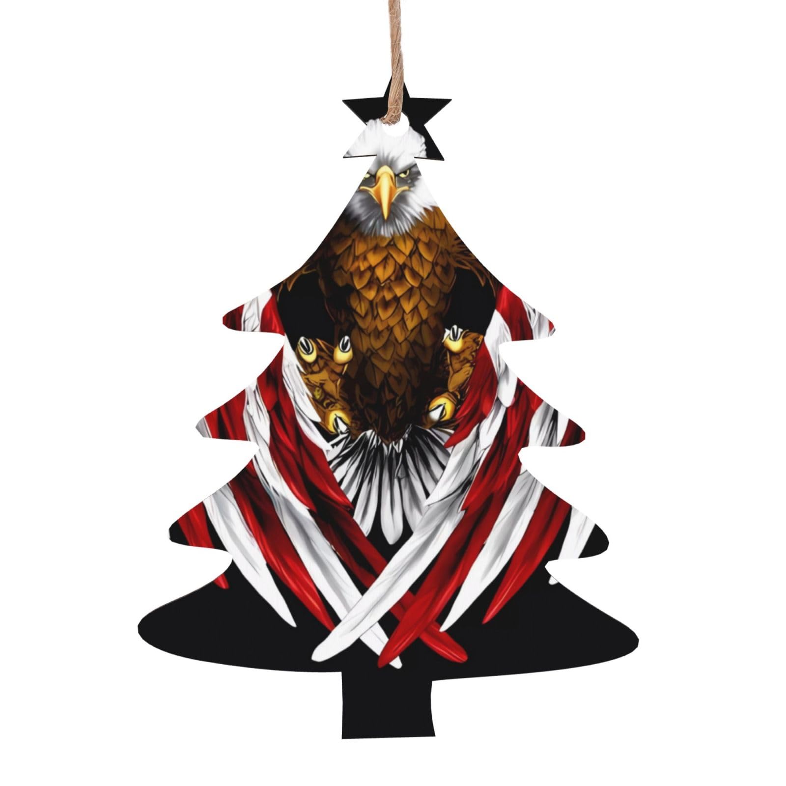 USA Flag Patriotic Eagle Printed Christmas Wooden Pendants, Simple and Environmentally Friendly, Holiday decorationsã€‚