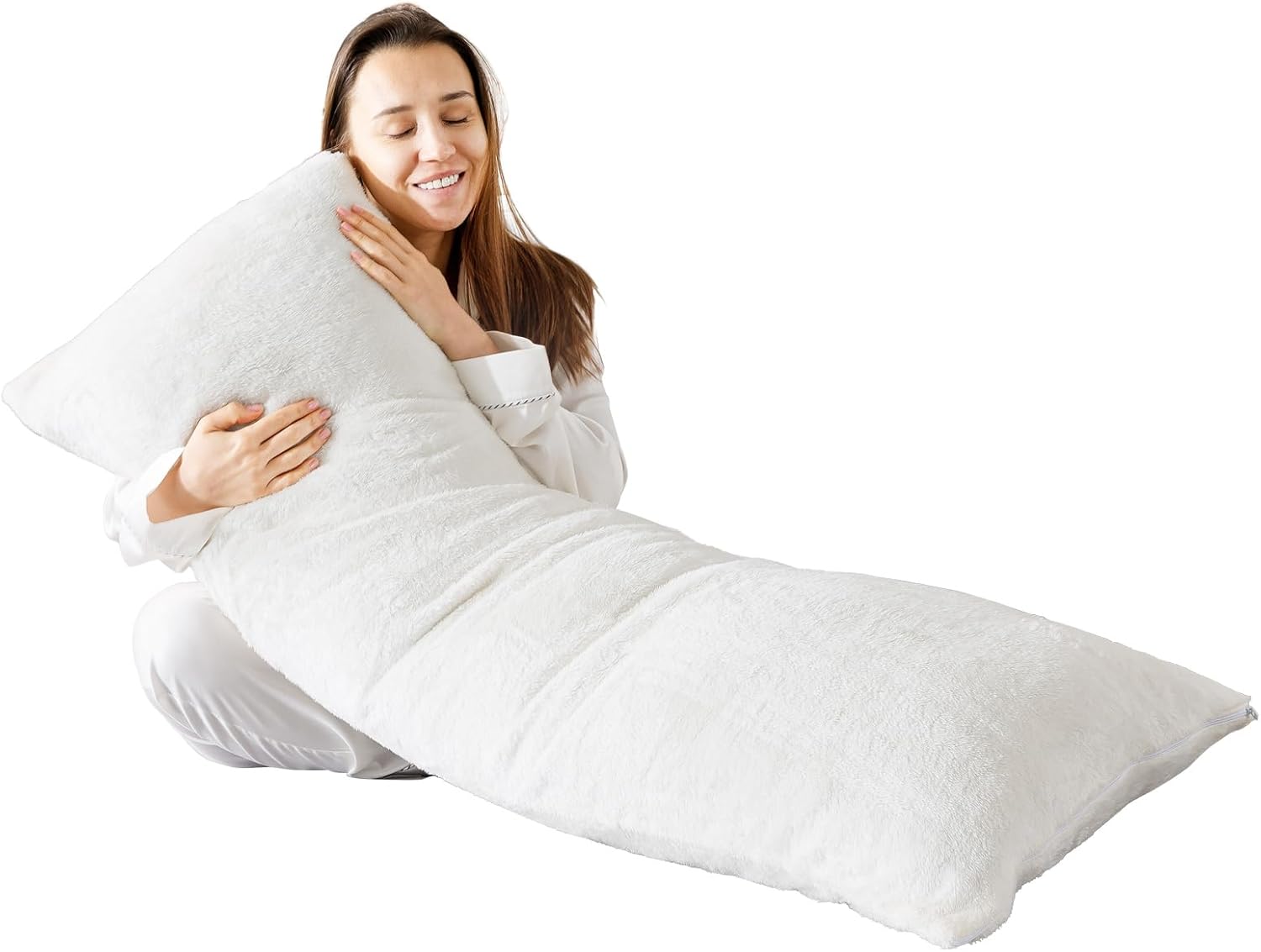 WhatsBedding Cream Body Pillow with Pillowcase, Full Body Pillows for Adults, Large Long Body Pillow Insert, Long Pillow for Bed, Machine Washable, 20 x 54 Inches : Home & Kitchen