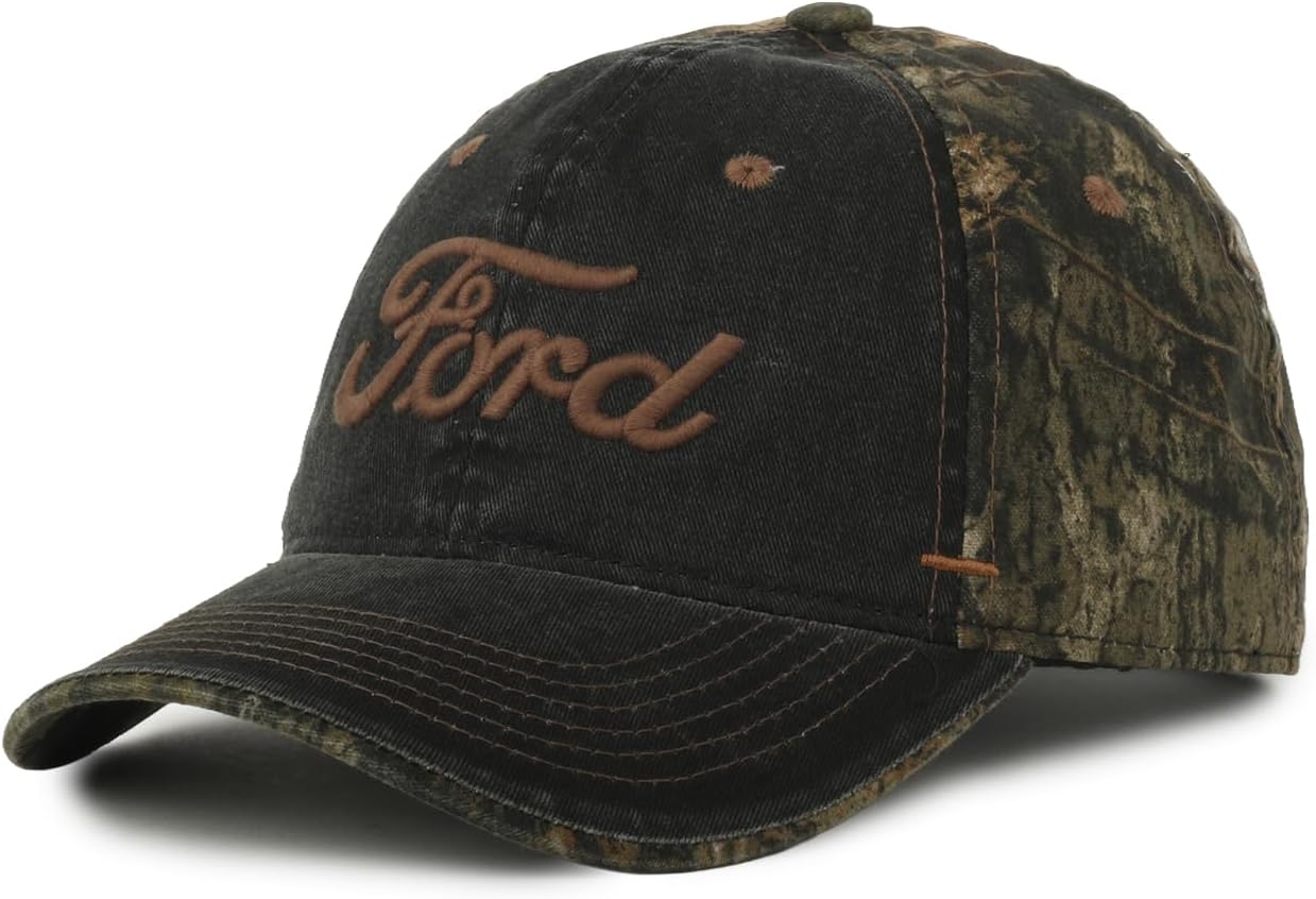 Ford Black Mossy Oak Country DNA Camo Baseball Hat – Cotton Blend Low Profile Cap, Adjustable Strap, One Size - Image 8