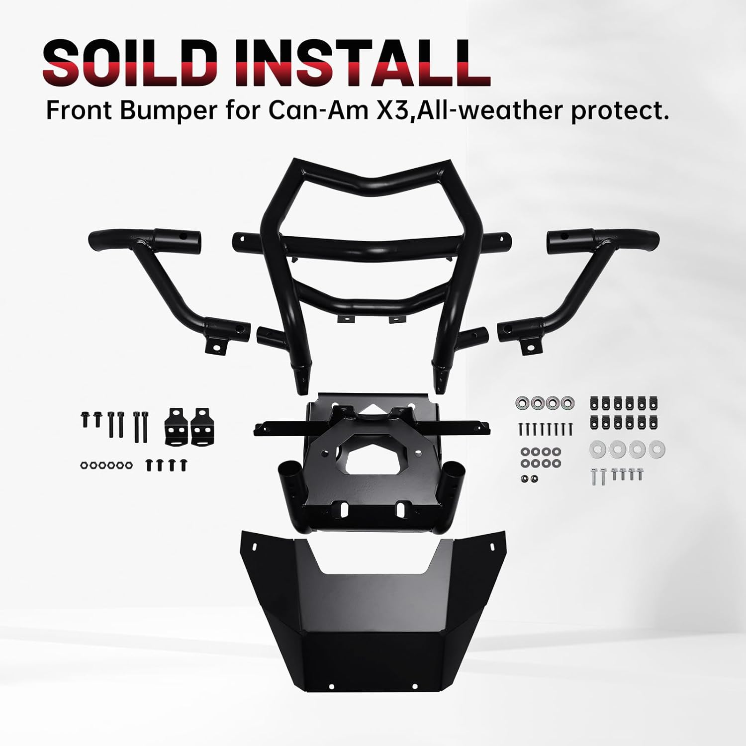 X3 Front Pre-Runner Bumper, Combined Front Brush Guard Protector Compatible with Can Am Maverick X3 Max Turbo R RR 2017-2025 Accessories Replace OEM # 715002878 Heavy Duty End Bumper Bar