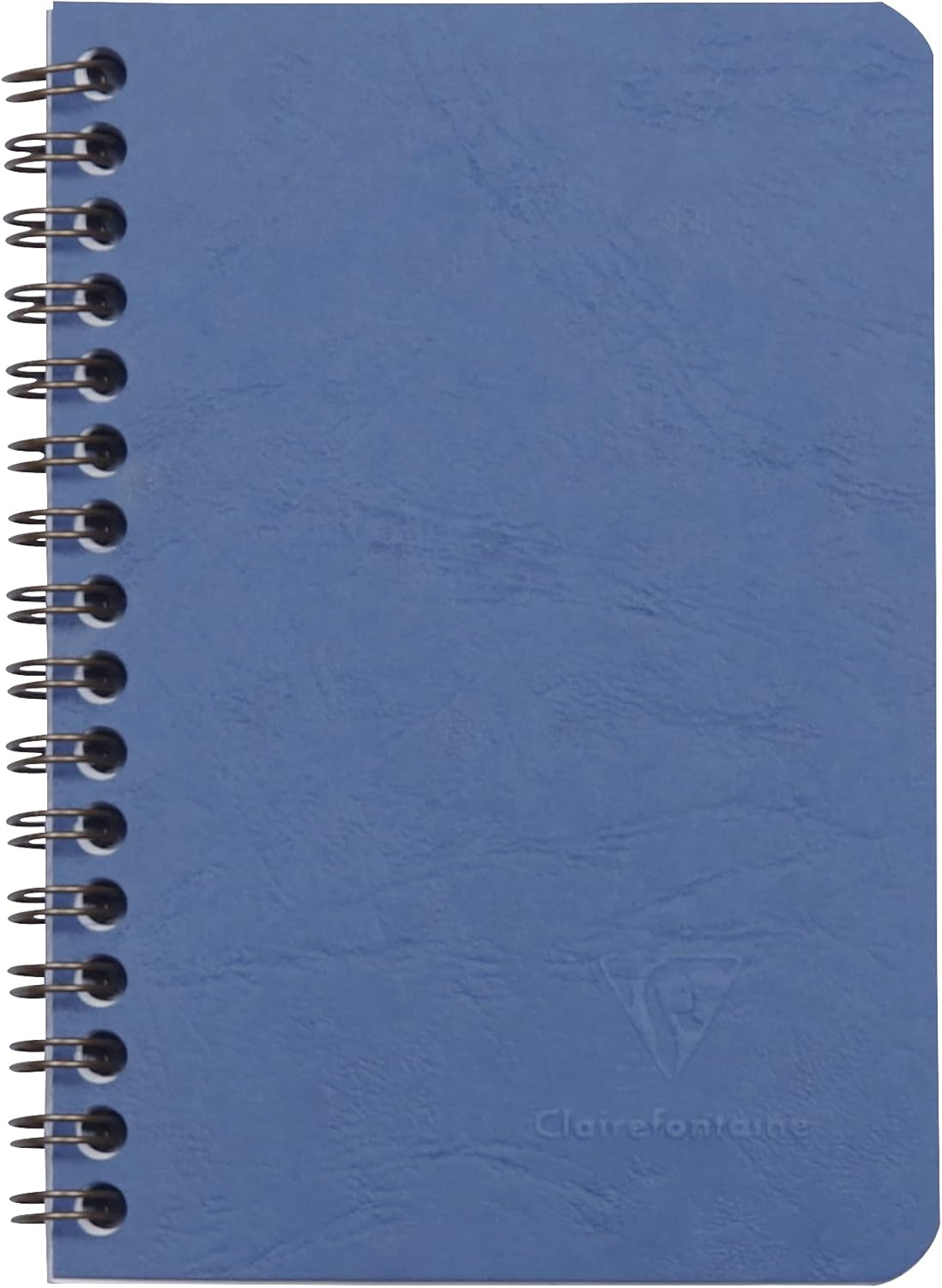 Clairefontaine - Ref 785964C - Age Bag Wirebound Notebook (100 Pages) - 9 x 14cm, Lined Rulings, 90gsm Brushed Vellum Paper, Pocket for Loose Documents - Blue Cover