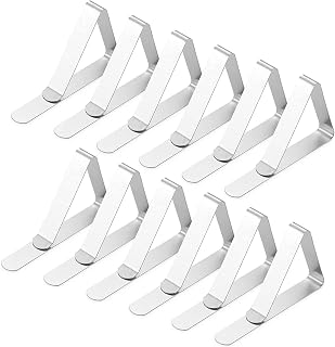 12Pcs Table Cloth Clips Indoor Outdoor Stainless Steel Tablecloth Clips Adjustable Table Cloth Holders Table Cover Clamps for Home, Dining, Garden, Weddings, Picnic, Party, Outside, Dinners (Triangle)