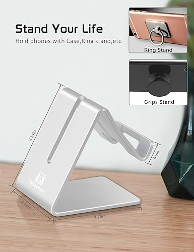 Miniatura 5 de Soporte de aluminio para teléfono celular, soporte de escritorio universal portátil sólido, para todos los teléfonos inteligentes, Tabletas, Huawei,