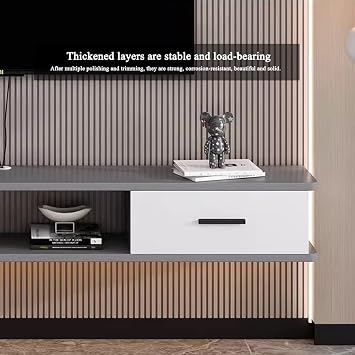 Floating TV Stand Wall Mounted, TV Stand Floating Entertainment Center with Storage, cabinet shelves mesa flotante para tv for Bedroom Living Room,Modern Floating Shelf for Under TV(White,140CM/55IN)