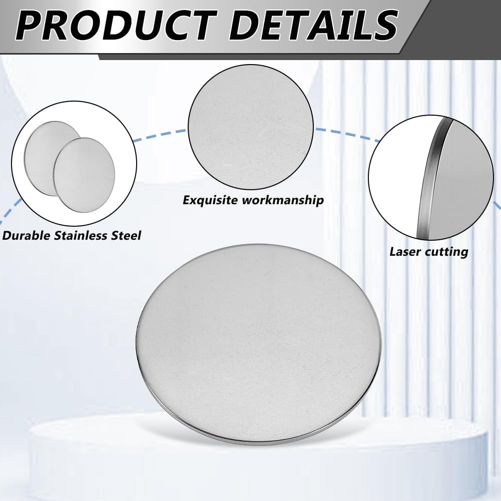 AHANDMAKER 20Pcs Stainless Steel Disc, 2" Diameter 15 Gauge Thickness Coin Blanks, Circle Plate, Round Metal Stamping Blanks Tag No Hole, Flat Round Stainless Steel Disc for Jewelry Making DIY Crafts