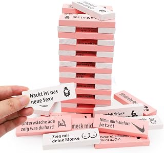 Deutsch Stapelspiel aus Holzblöcken für Paare, 48 Stück Verführerische Freches Blockturm Spiel, Block Tower Spiel für Erwachsene, Erotikspiele Sex Spiele für Paare-Spel, Erwachsene Geschenke