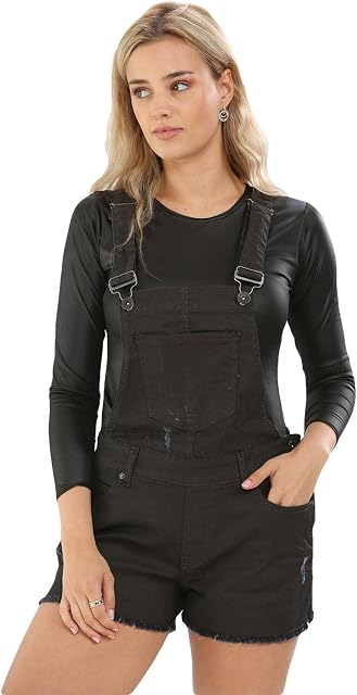 True Face Ladies Dungaree Denim Stretchable Women Sleeveless Jeans Short Dress Braces Hot Pants