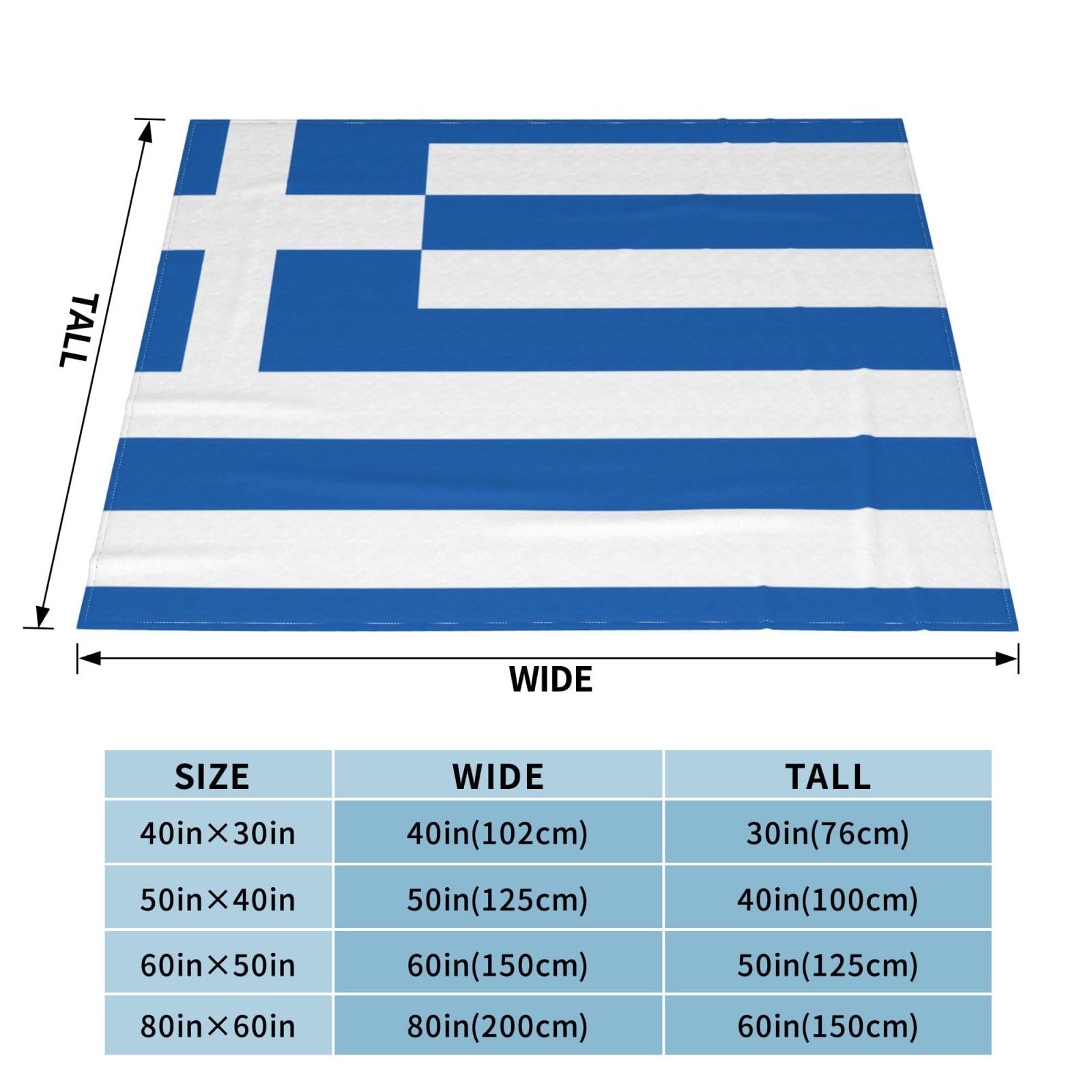 Manta de viaje portátil de 80 x 60 pulgadas, suave, resistente a las arrugas, plegable, exquisito estampado de bandera griega
