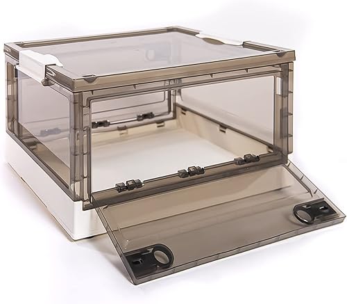 Miniatura 3 de Best Home Fashion Paquete de 3 contenedores de almacenamiento de apertura lateral, tapa apilable plegable, fácil de ordenar con caja de