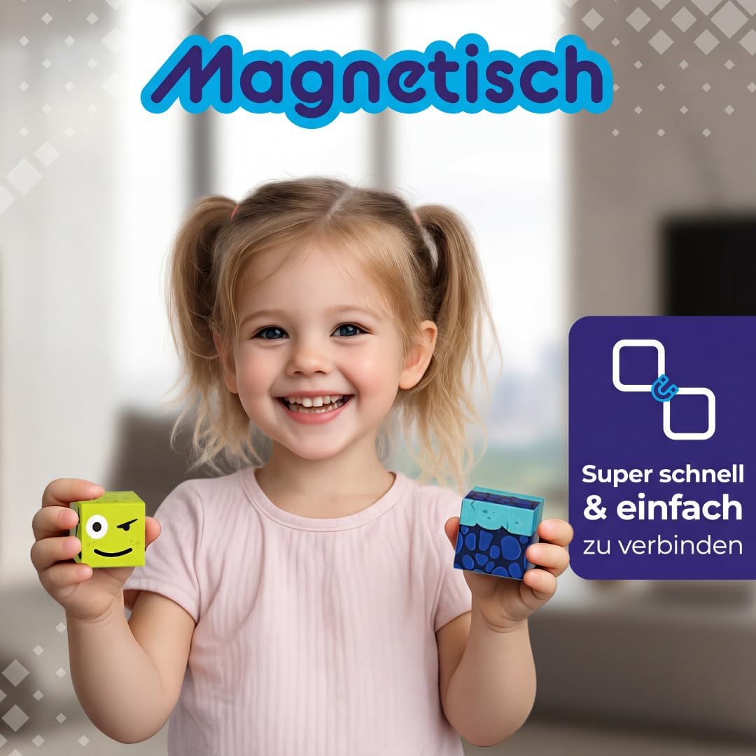 Blocchi di costruzione magnetici 100 pezzi (2 cm) – Set di cubi magnetici – Giocattolo di costruzione magnetico castello – Giocattolo educativo Montessori & STEM