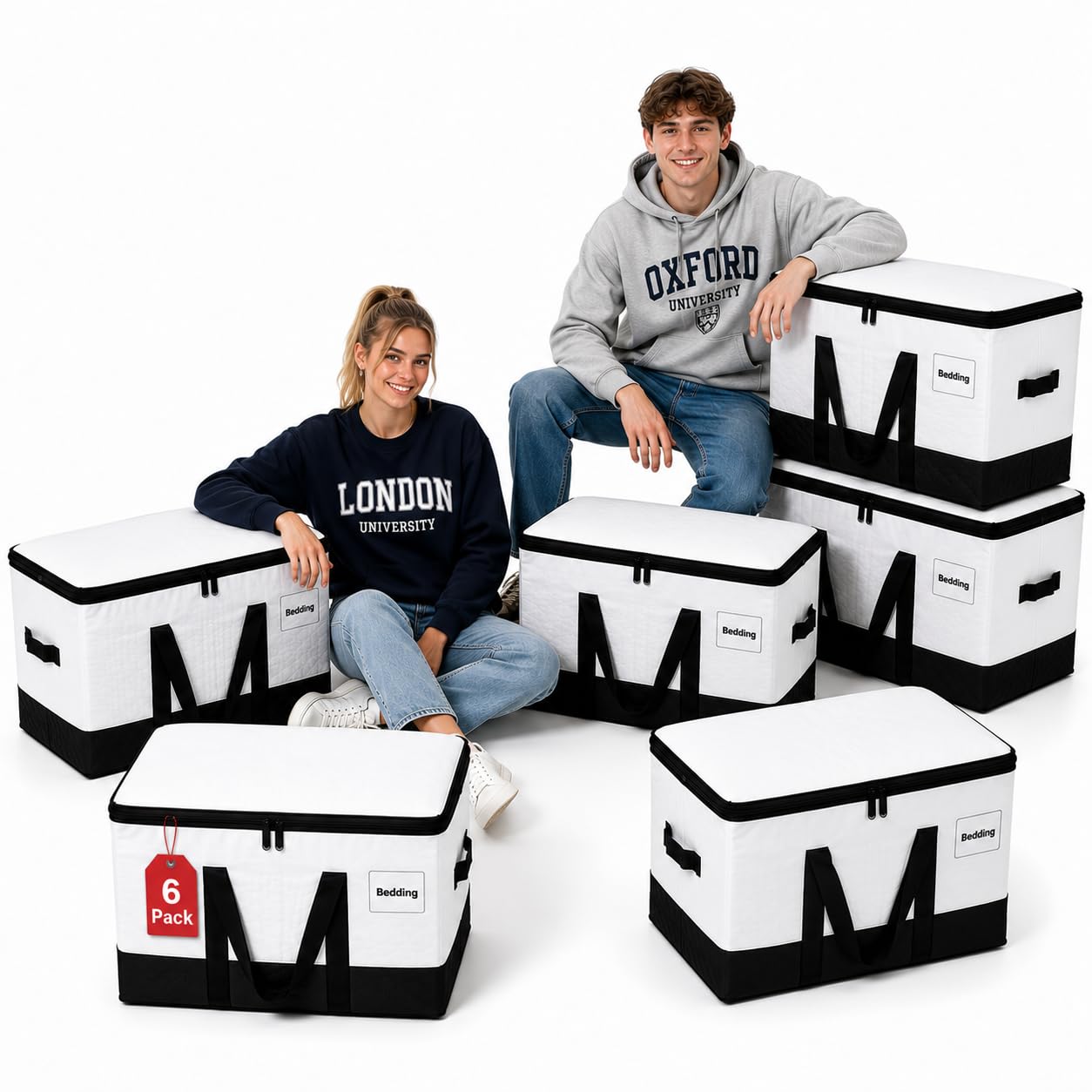 6 Pack 103L Large Moving Bags, Large Packing Bags — Reusable for Home Moves