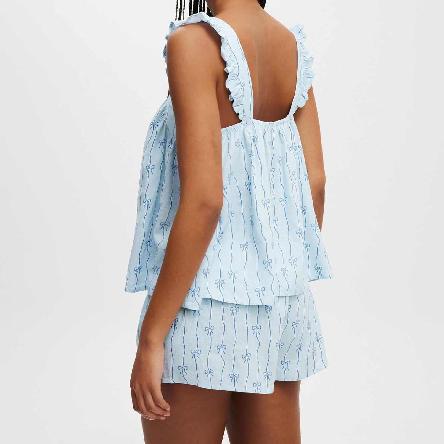 Women Cute Ruffle Pajama Set 2 Piece Summer Pjs Floral Print Cami Top and Shorts Sleepwear Lounge Sets - Image 6