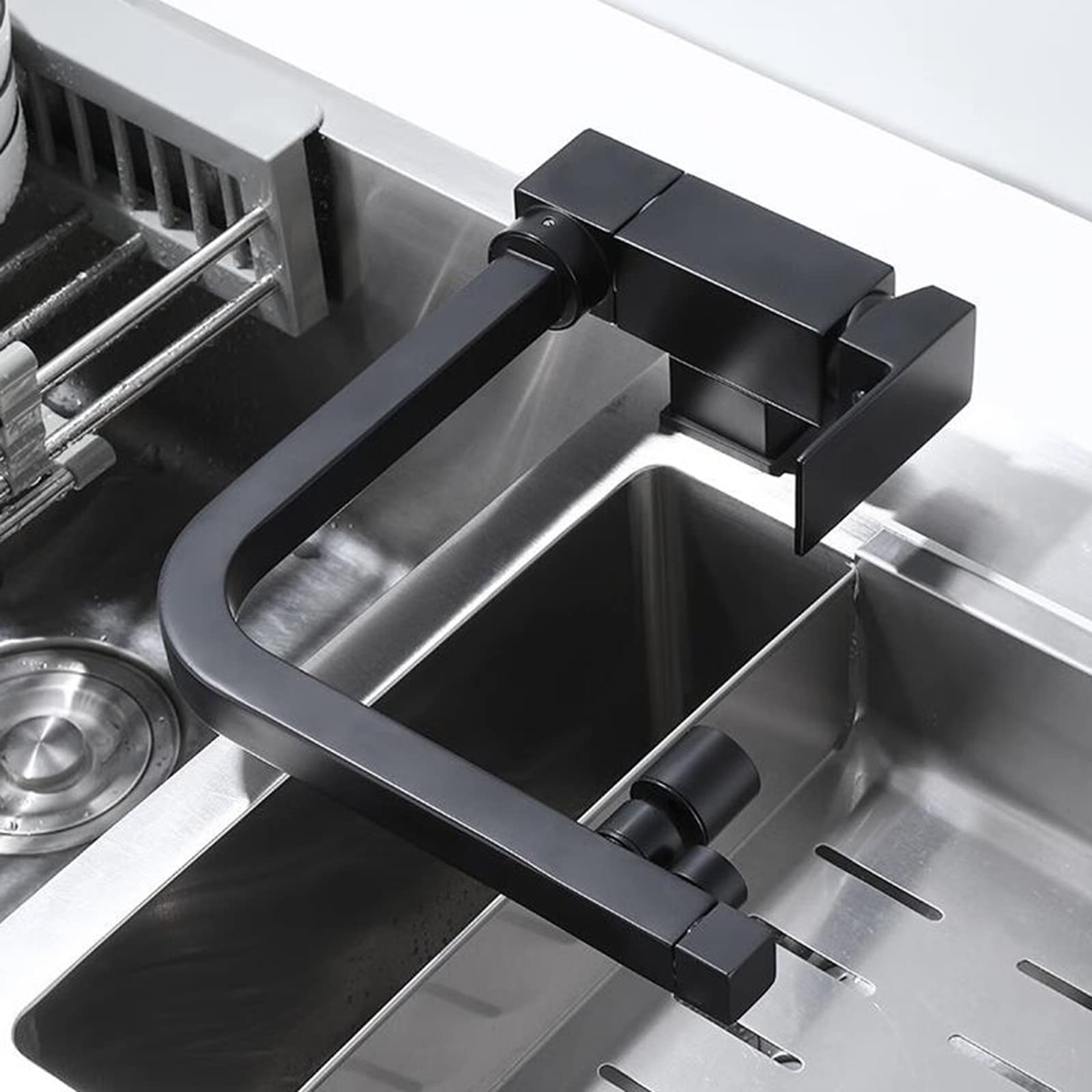Robinet 3 voies avec rotation 360° et design pliable en laiton noir
