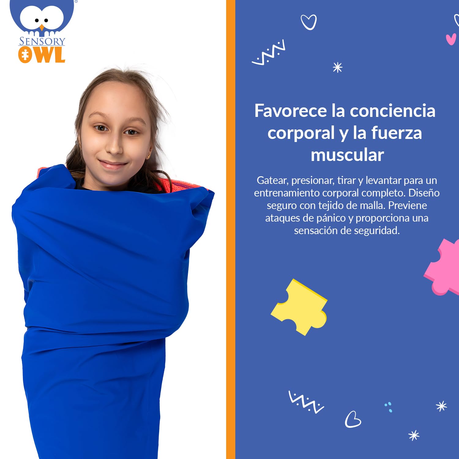Túnel Sensorial para Niños Calcetín Corporal Túnel De Resistencia Infantil Juego De Compresión Sensorial Conciencia Corporal Alivio del Estrés Autismo Ansiedad 50 x 200 cm Azul Naranja