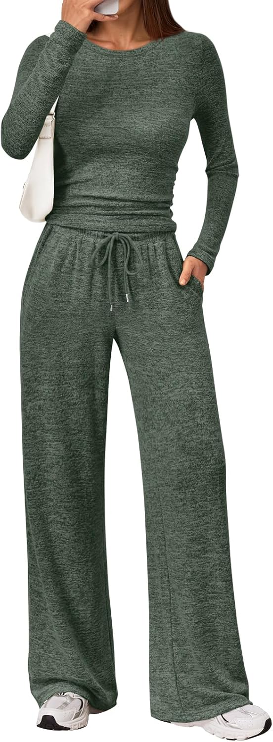 LILLUSORY Womens 2 Piece Matching Lounge Sets 2025 Fall Fashion Knit Sweater Airport Travel Vacation Outfits Gym Sweatsuits