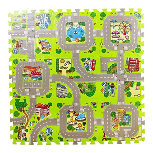 ibasenice 18 Pçs Tapete De Chão Para Bebê Antiderrapante Tapete De Mapa Da Cidade Para Bebê Bebê Eng