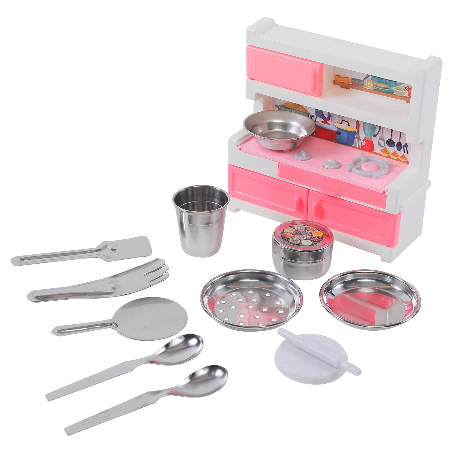 Pure Veg Kitchenware Toy Set Non Toxic Stainless Steel Cooking Accessories for Girls Age 3 Years Plus (B0BNC216WC) Amazon Price History, Amazon Price Tracker