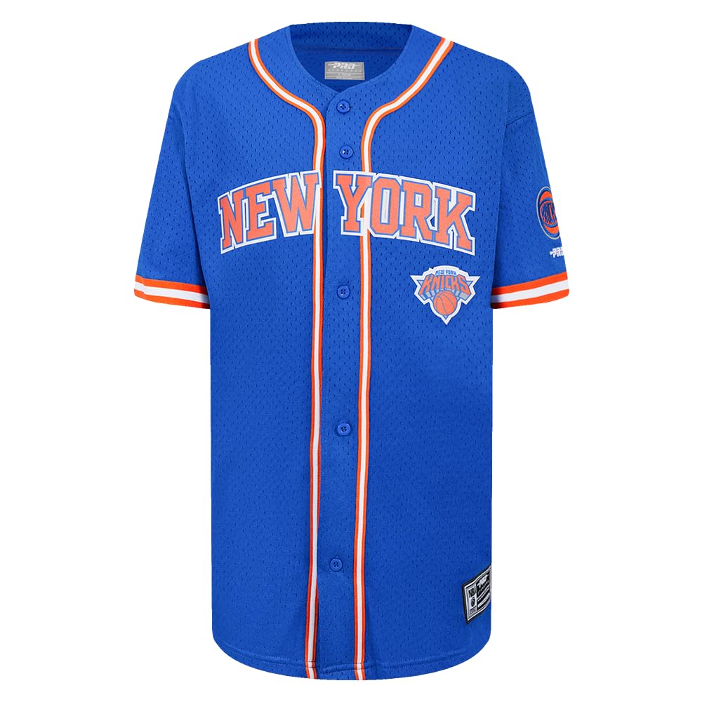 Pro Standard Big Boys NBA New York Knicks Mesh Button Down Mesh Top Royal Blue/Orange L โ image 1