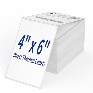 4" x 6" 1000 Labels Fanfold Direct Thermal Labels, White Perforated Shipping Labels with Perforated Line for Zebra & Rollo Printer,Thermal Printer Label Permanent Adhesive,1 Stack - Amazon product rated Grade A