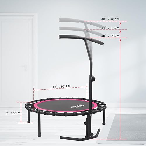 Miniatura 2 de Newan Mini trampolín silencioso de 40 a 48 pulgadas, trampolín de fitness, bungee rebote, entrenamiento cardiovascular, entrenamiento para adultos,