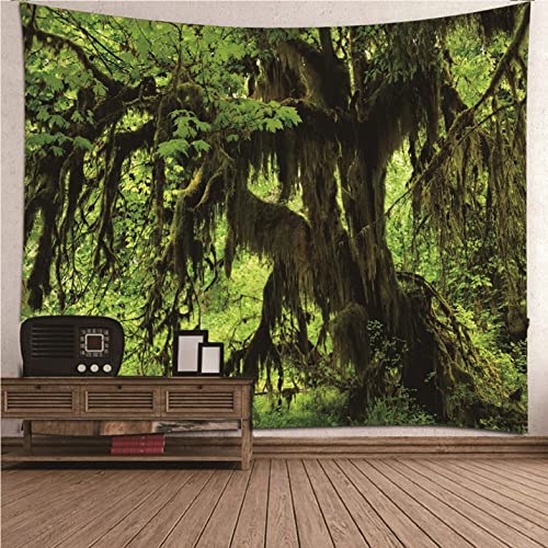 Tapisserie murale de qualité Isdreem grand format 300x250cm motif arbre vert haute definition