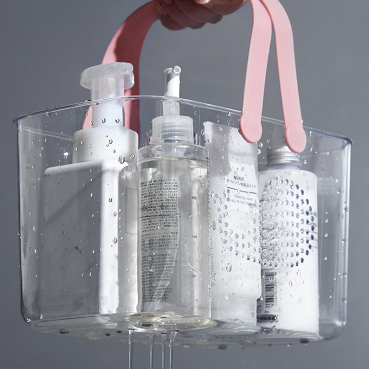 Cesta de Ducha de Plástico Reutilizable con Asas, Organizador Portátil para Baño y Cocina, Gran Capacidad y Diseño de Drenaje