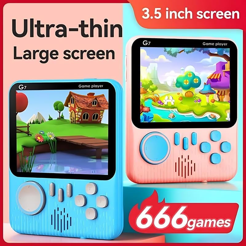 Image of G7 Retro Handheld Gaming Console for Kids & Adults | 666-in-1 Built-in Classic Video Games | Rechargeable Portable Game Player | TV Output | Best Toy Gift for Kids ,Random Colour