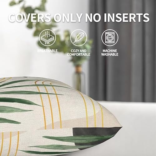 Miniatura 6 de Juego de 2 fundas de almohada bohemias de 20 x 20 pulgadas, con hojas bohemias abstractas de mediados de siglo, decorativas, para exteriores, fundas