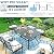 PHI VILLA 7 Piece Outdoor Dining Set with Cushion, 60” Rectangular Metal Dining Table with Umbrella Hole & 6 Cushioned Iron Chairs for Patio, Deck, Yard