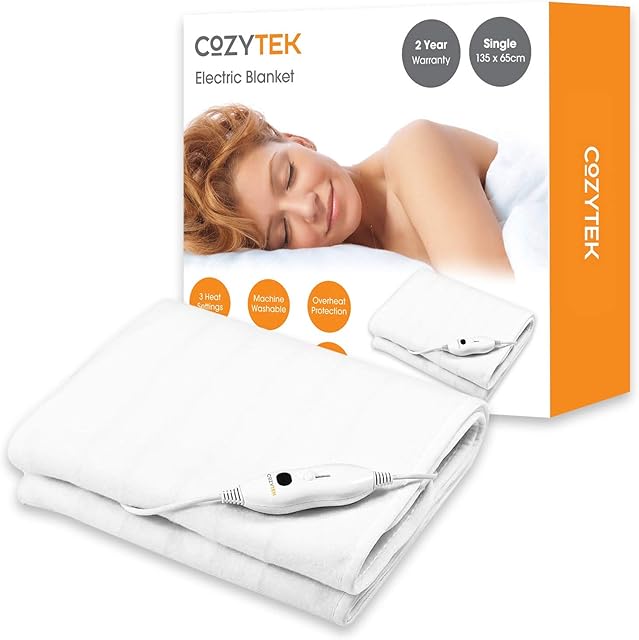 Cozytek Single Electric Blanket Single Control Underblanket 3 Heat Settings