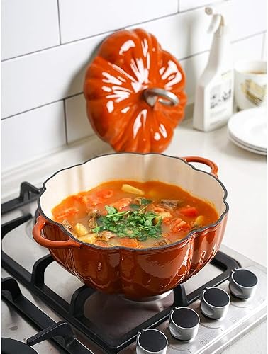 Miniatura 3 de Horno holandés de hierro fundido esmaltado de 3.76L, sartén antiadherente, sartén para estofado de calabaza, olla de sopa, cazuela, utensilios de