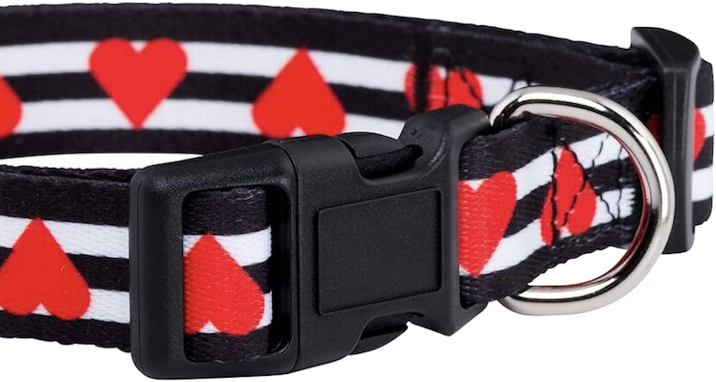 Native Pup Valentine’s Dog Collar- Valentines Day Pet Collars- Valentine Girly Hearts- Pink Red Heart- Cute Boy Girl Puppy Gift- Adjustable for Small, Medium, Large Breeds (Striped Hearts, Small) image 5