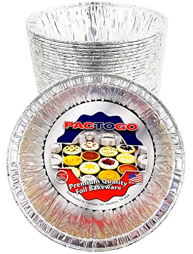 Pactogo Disposable Aluminum 5 3/4" Meat Pot Pie Extra Deep Pan Baking Tin w/Clear Dome Lid (Pack of 50 Sets)