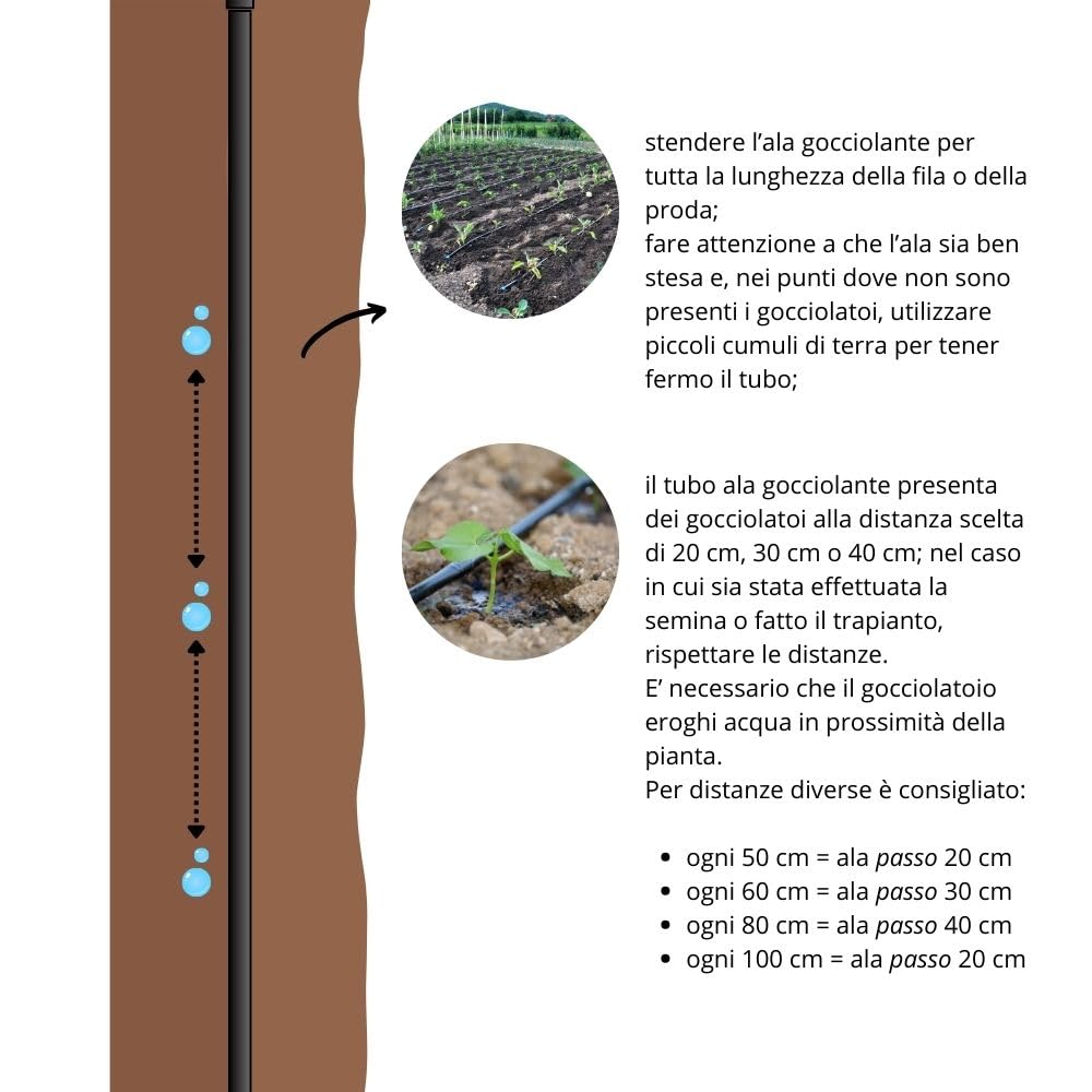 Kit Irrigazione a goccia automatico | Programmatore Rain Pure Vision + Elettrovalvola 9V | Kit Ala Gocciolante 100 Mq Passo 20 | Passo 30 | Passo 40 cm orto giardino Completo di Filtro (Passo 30)