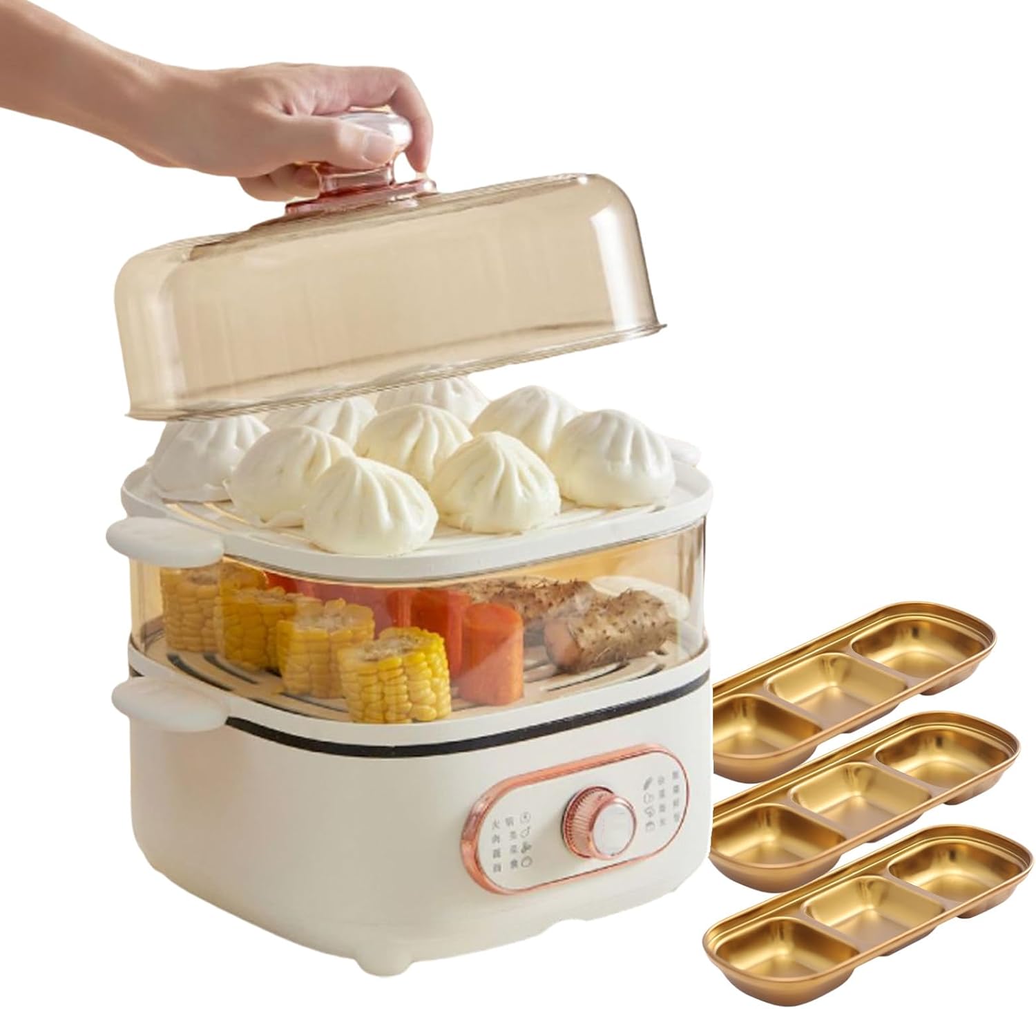 2-in-1 Electric Steamer Non-Stick Coating Hot Food Warmer with 2-Layer | Detachable Rice Cookers 2.5l Bottom Pan + 8L Steam Layer | Cooking Steamer For Cooking Multiple Dishes