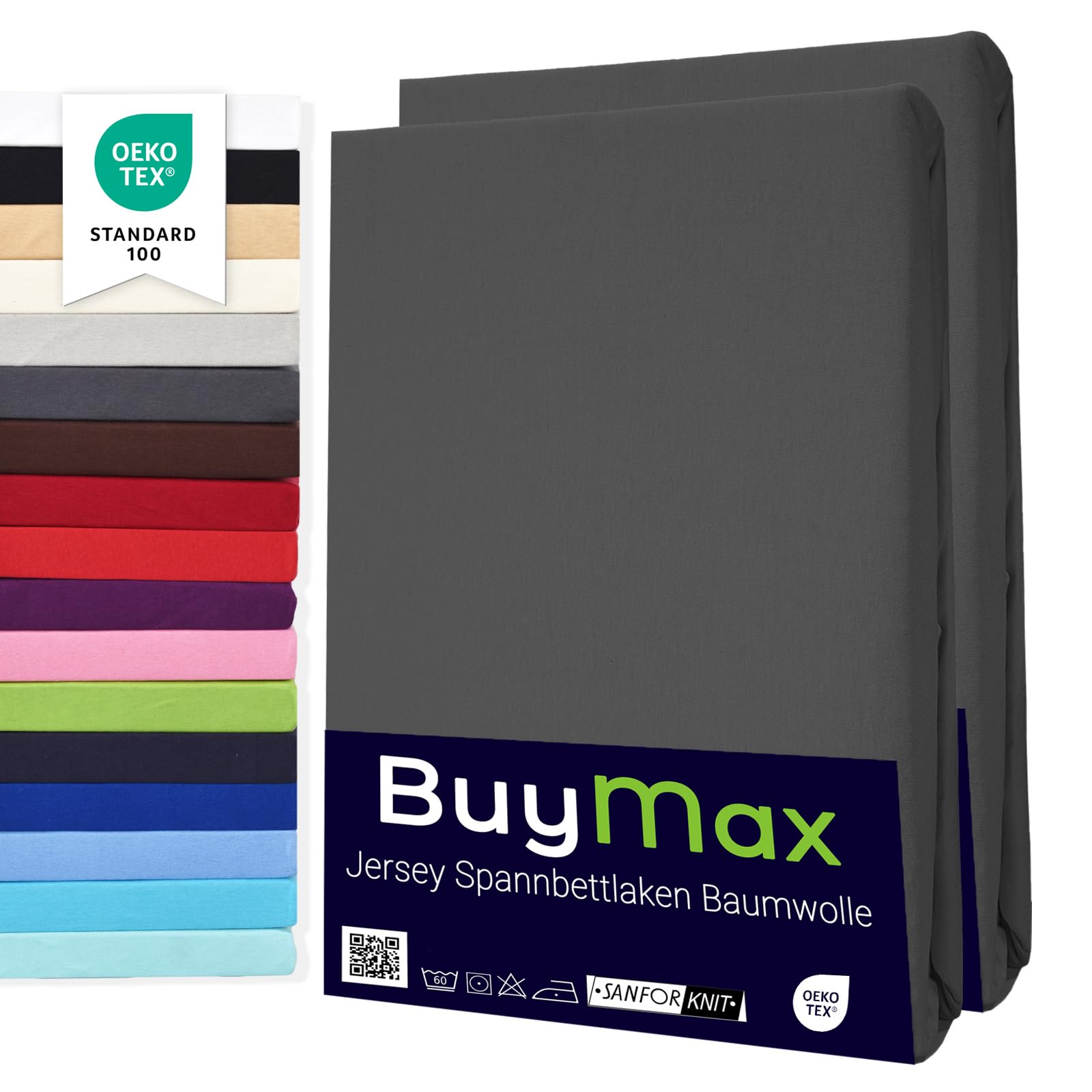 Buymax® Spannbettlaken 60x120 70x140 80x200 90x200 100x200 120x200 140x200 160x200 180x200 200x200 Baumwolle Bettlaken Jersey