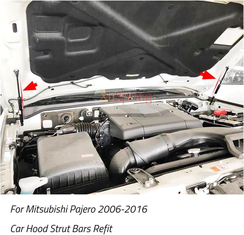 2006-2016 Compatible with Mitsubishi Pajero Front Hood Engine Supporting Hydraulic rod Lift Strut Spring Shock Bars Bracket Car accessories(Carbon Silver)